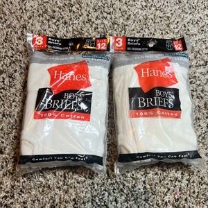 Hanes Boys Briefs Size 12 Underwear White Cotton 3‎ Pack New